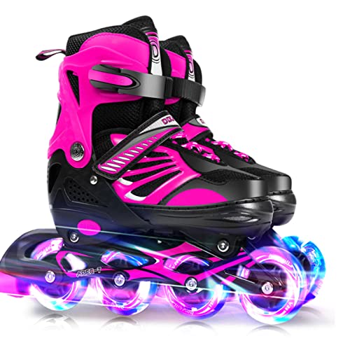 Einstellbare beleuchtende Inline-Skates mit leuchtenden Rädern für Kinder und Jugendliche Mädchen Jungen Inline-Skates von Karlak