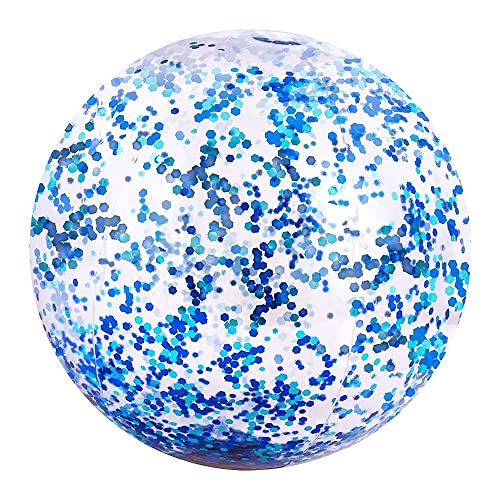 Karlak 40 cm/16 Zoll Wasserball transparenter aufblasbarer Schwimmbecken-Spielzeugball mit schönen Konfetti-Pailletten für Sommerparty-Wasserpark von Karlak