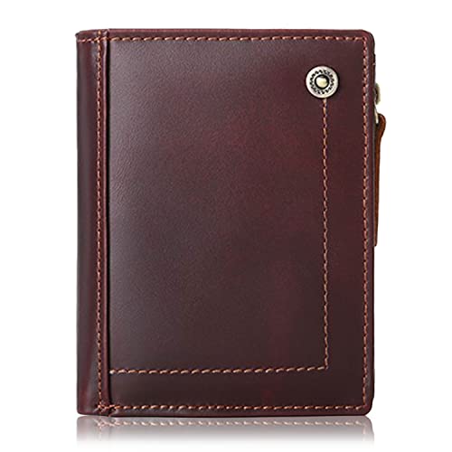 Karoukee Kleine Bifold Geldbörse aus Echtem Leder für Herren, Moderne RFID-Blockierung Kreditkartenetui, Modische Brieftasche mit Ausweisfenster und Münzfach Karoukee Kleine Bifold Geldbörse aus Echtem Leder für Herren, Moderne RFID-Blockierung Kreditkartenetui, Modische Brieftasche mit Ausweisfenster und Münzfach von Karoukee
