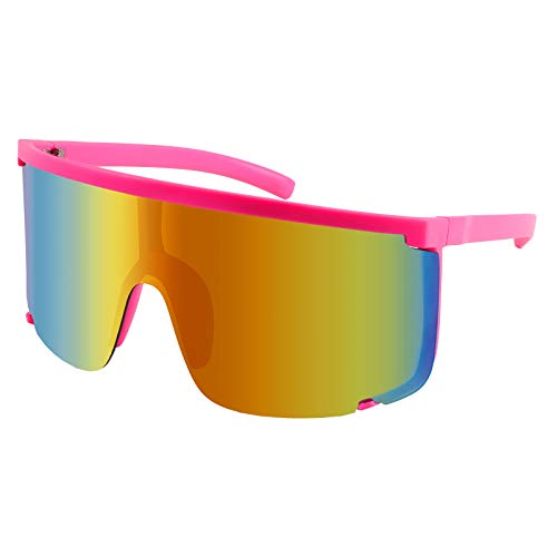 Karsaer Oversized Sonnenbrille Übergroße Damen Herren Neon 80er 90er Jahre Verspiegelte Neon-Sonnenbrille Männer Frauen Einteilige Outdoor UV400 Schutz von Karsaer