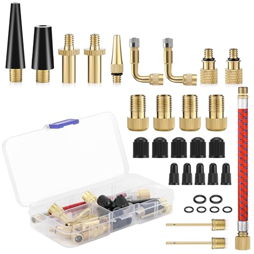 Kasanni 32 Stück Fahrradventil Adapter Set, Ventiladapter für fahrräder, DV SV AV Französisches Ventil Adapter, Luftpumpe Fahrradpumpen Adapter mit Aufblasbarer Schlauch, für Kompressor Fahrradpumpe Kasanni 32 Stück Fahrradventil Adapter Set, Ventiladapter für fahrräder, DV SV AV Französisches Ventil Adapter, Luftpumpe Fahrradpumpen Adapter mit Aufblasbarer Schlauch, für Kompressor Fahrradpumpe von Kasanni