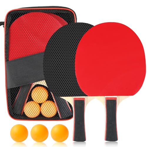 Tischtennisschläger Set, Premium Ping Pong Set, Tischtennisschläger mit 2 Tischtennisschlägern, 3 Tischtennisbälle und Tragetasche, für Anfänger, Fortgeschrittene und Familienunterhaltung Tischtennisschläger Set, Premium Ping Pong Set, Tischtennisschläger mit 2 Tischtennisschlägern, 3 Tischtennisbälle und Tragetasche, für Anfänger, Fortgeschrittene und Familienunterhaltung von Kasanni