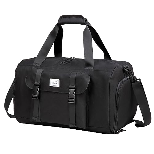 Kinder Reisetasche, Kasgo Duffle Bag für Kinder Jungen Mädchen Wasserabweisend Duffel Sport Carry On Weekender Bag mit Schuhfach Dry Wet Pocket Schwarz Kinder Reisetasche, Kasgo Duffle Bag für Kinder Jungen Mädchen Wasserabweisend Duffel Sport Carry On Weekender Bag mit Schuhfach Dry Wet Pocket Schwarz von Kasgo