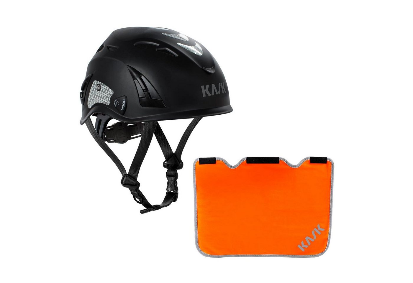 Kask Schutzhelm Plasma HI VIZ Bergsteigerhelm, Kletterhelm + Nackenschutz orange von Kask