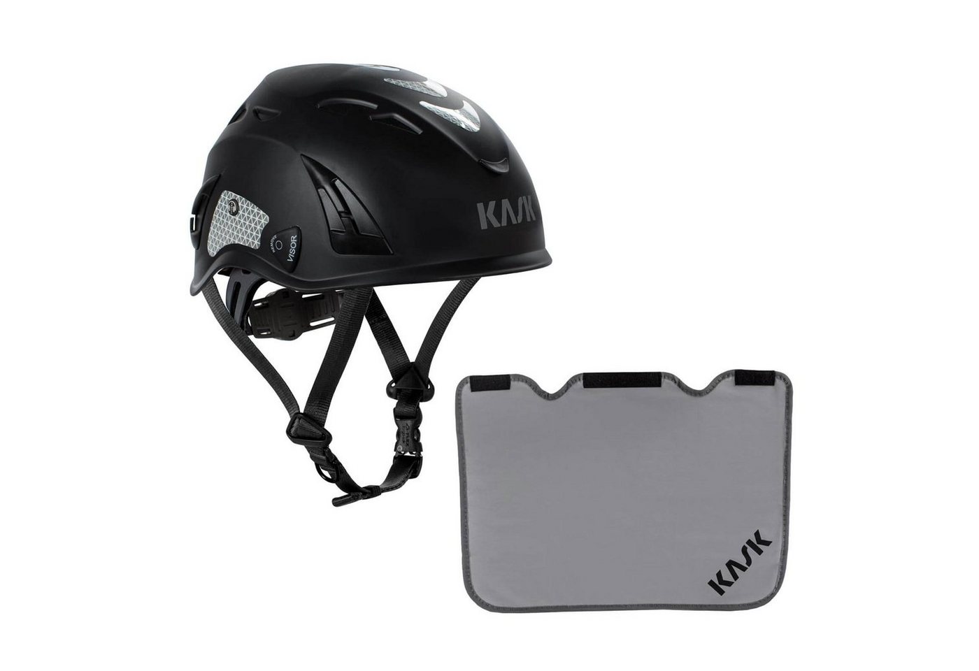 Kask Schutzhelm Schutzhelm Plasma HI VIZ + Nackenschutz grau mit BG Bau Förderung von Kask