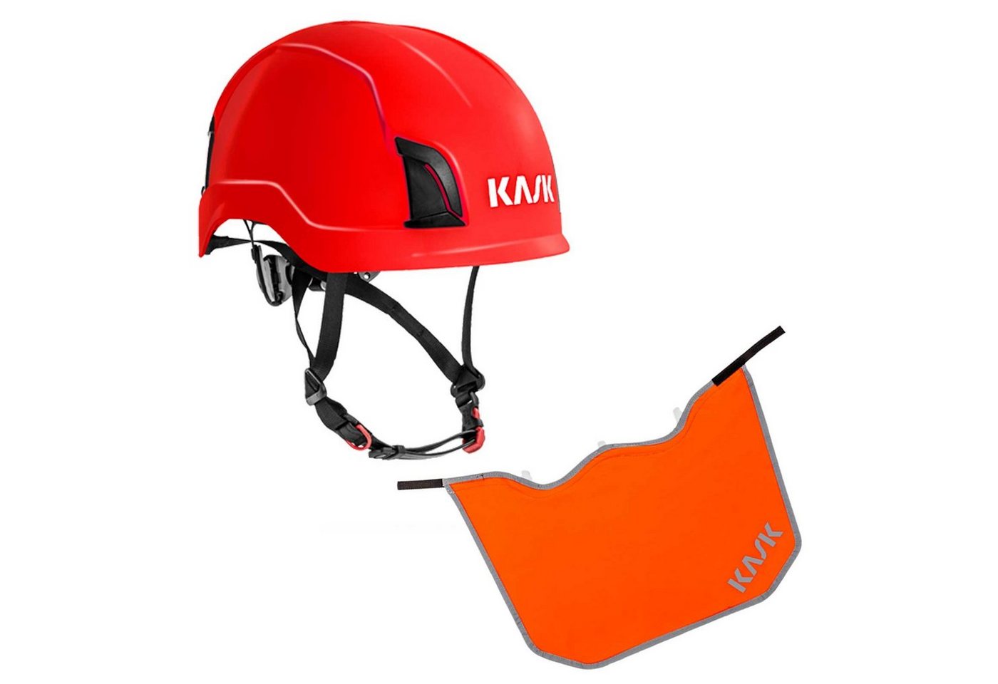 Kask Schutzhelm Industrie-Kletterhelm, Drehrad + Nackenschutz orange von Kask