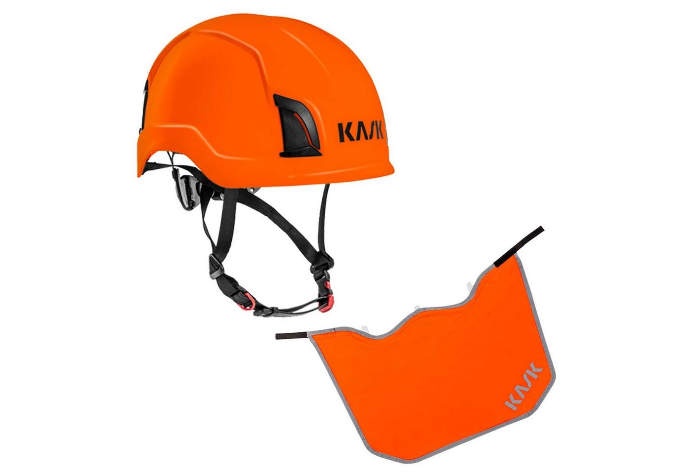 Kask Schutzhelm Zenith Industrie-Kletterhelm, Drehrad + KASK Nackenschutz orange von Kask