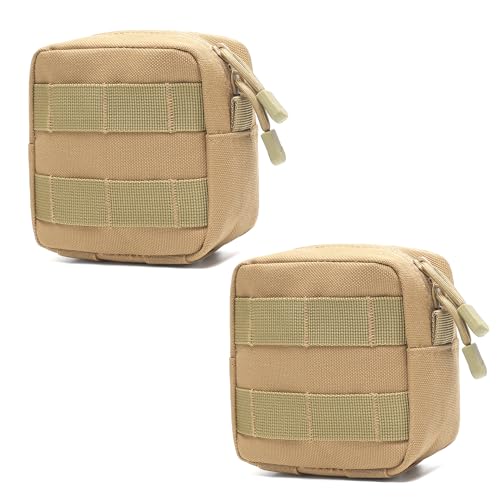 Mini-Molle-Tasche für taktische Molle/Munitionstasche, für allgemeine Zwecke, kleine Admin-Molle-Taschen, EDC-Werkzeugtasche, Mehrzweck-Taillengürteltasche für Herren, Khaki, 2 Stück von Katadem