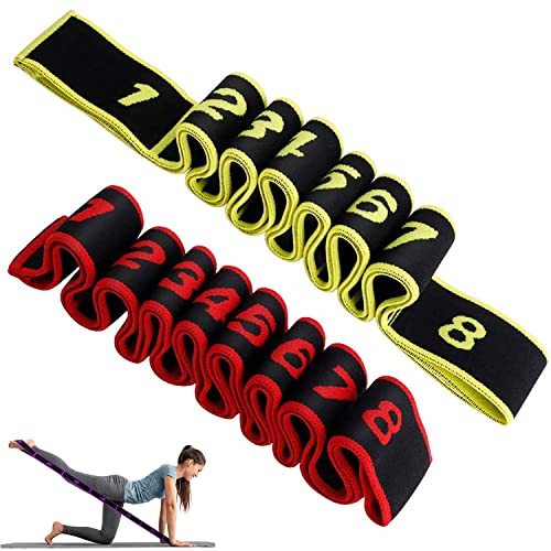 2 Stück Yoga Stretch Gurt, Resistance Bands, Fitnessbander, Training Bänder, Yoga Stretching Band, Multi-Schleifen Verstellbares Übungsband, für Fitness, Tanztraining, Gymnastik (Rot+Gelb) von Katleay