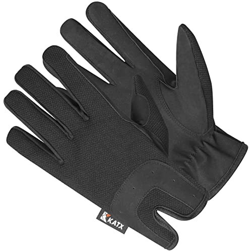 Katx Reithandschuhe für Herren und Damen, rutschfest, Kunstleder, dehnbar, atmungsaktiv, leichtes Gewebe, für Reiten, Radfahren, Gartenarbeit, Outdoor, Schwarz, M Katx Reithandschuhe für Herren und Damen, rutschfest, Kunstleder, dehnbar, atmungsaktiv, leichtes Gewebe, für Reiten, Radfahren, Gartenarbeit, Outdoor, Schwarz, M von Katx
