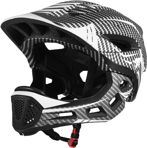 Kavolet Fahrradhelm Kinder, Kinderhelm Integriert Kinder Fullface Helm mit Abnehmbarem Kinnschutz, Downhill Helm für Radfahren, Skateboarden, Rollschuhlaufen, Roller (Unisex 52-58cm) von Kavolet