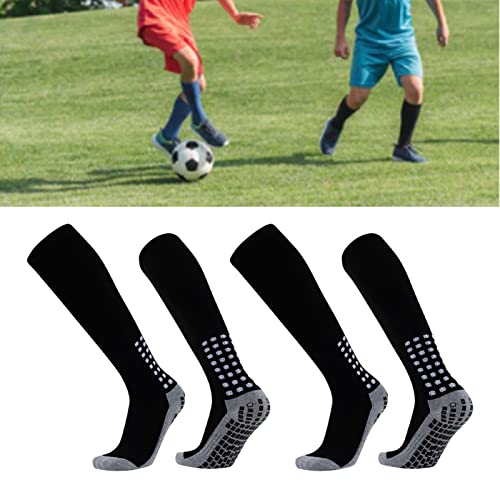 Kavolet -Fußballsocken, Schweißabsorbierend, Verhindern Verrutschen, Dehnbar, für, Sportstrümpfe, Jungen und Mädchen, Schwarz, 2 Paar von Kavolet