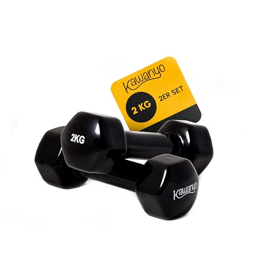 Kawanyo Vinyl Hantel - 2 x 2.0 kg Krafttraining Workout Gewichte Kurzhantel von Kawanyo