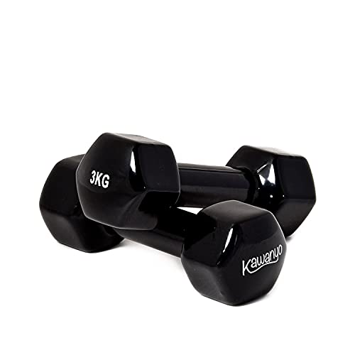 Kawanyo Vinyl Hantel - 2 x 3.0 kg Krafttraining Workout Gewichte Kurzhantel von Kawanyo