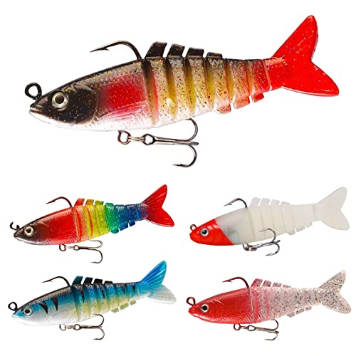 5 Stück Angelköder Set mit 1 Box,17g Gummifische Köder Set mit jigkopf Weicher Fischköder für Hecht Barsch Zander Forellen(9cm) 5 Stück Angelköder Set mit 1 Box,17g Gummifische Köder Set mit jigkopf Weicher Fischköder für Hecht Barsch Zander Forellen(9cm) von Kayan