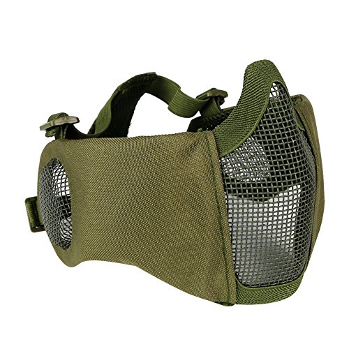 Kayheng Taktische Half Face Mesh-Maske mit Ohr-Abdeckung Airsoft schützende untere Schutz für CS Paintball BBS Shooting von Kayheng