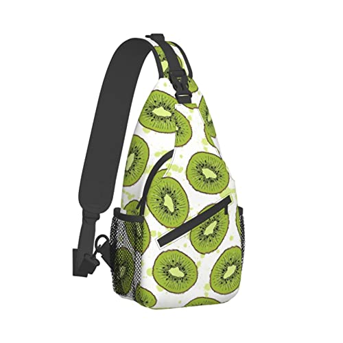 Kreuzbrusttasche, diagonales Kiwi-Frucht-Lauf-Fanny-Pack-Gürteltasche mit verstellbarem Riemen für Damen und Herren, freihändige Geldbörse, Hüfttasche von KazUp