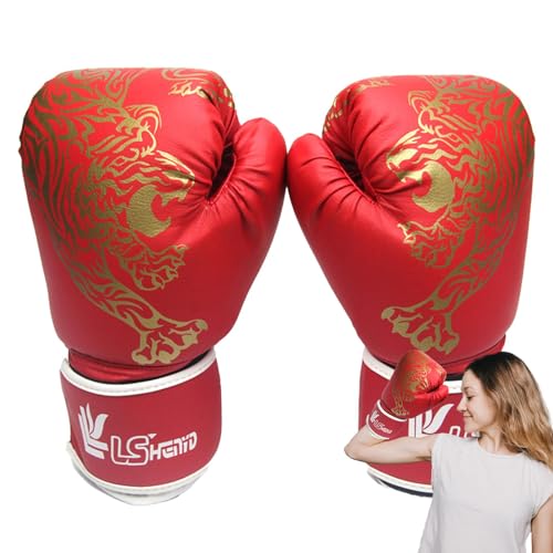 Kbnuetyg Boxhandschuhe – Muay Thai Handschuhe, Erwachsene Professionelle Box-Trainingshandschuhe | PU Leder Tiger Printed Boxhandschuhe Muay Thai Kampfhandschuhe für Männer und Frauen von Kbnuetyg