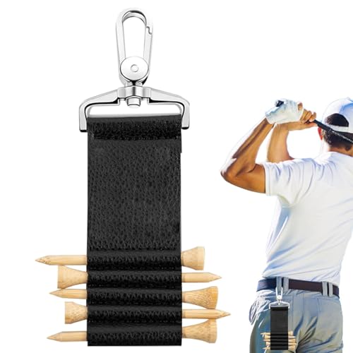 Kbnuetyg Golftasche, Tee-Halter – 5 Schlitze aus PU-Leder, Golf-Tee-Aufbewahrungsbehälter, tragbar, PU-Leder, Golftee für Golfer, Herren und Damen von Kbnuetyg