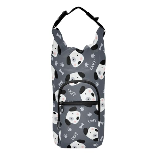 Kcldeci Süße Kritzelei Hunde Knochen und Pfoten Isolierte Wasserflaschen-Tragetasche Sling Bag Sleeve Pouch Halter mit Gurt für Reisen, Wandern, Camping, Mehrfarbig, Einheitsgröße von Kcldeci