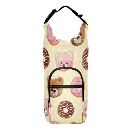 Kcldeci Wasserflaschentaschen-Halter, niedlicher Bär, Puppen und Donuts, isolierte Umhängetasche, Tasche mit Gurt und Taschen für Männer und Frauen, Mehrfarbig, Einheitsgröße von Kcldeci