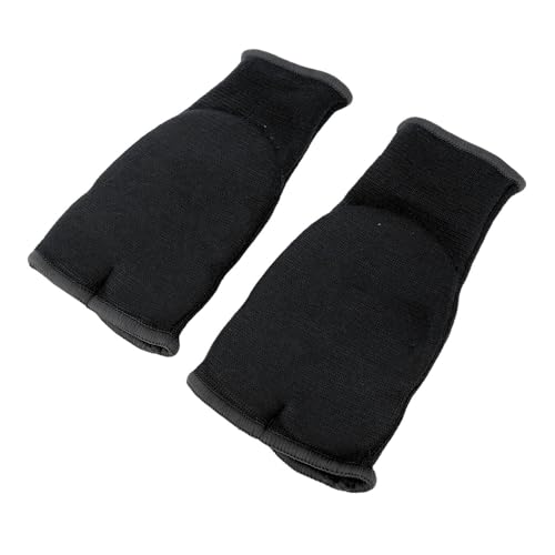 2 Stück Gel-Knöchelschutz, Boxhandschuhe, Handbandagen, rutschfeste Halbfinger-Innenhandschuhe für Kickboxen mit Handgelenkstütze (Black) von Keenso