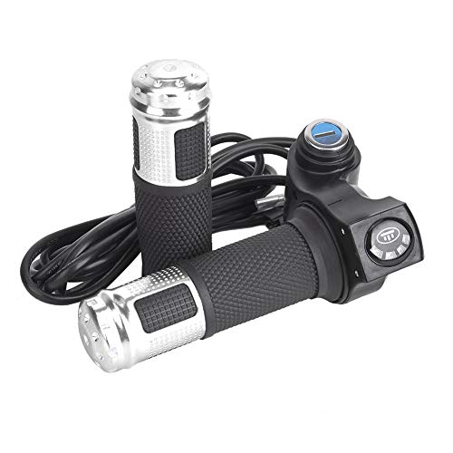 Keenso 1 Paar Elektroroller-Twist-Grip-Gas, E-Bike-Lenker-Gasgriffe mit LED-Spannungsanzeige für 12-99-V-Ebike-Scooter(Silver) von Keenso