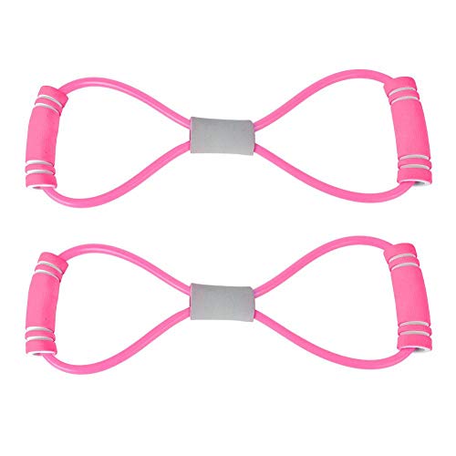 Keenso 8 Form Übungsband, 2 Pcs 3 Farben Bodybuilding Fitnessgeräte Tool für Heimtraining, Yoga, Pilates, Arme hochziehen(Rosa) Kombinierte Fitnesszubehör von Keenso