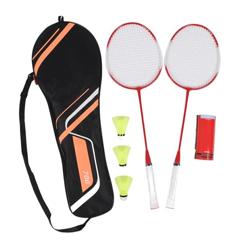 Keenso Badminton-Set, Badmintonschläger-Set mit 3 Nylon-Federbällen, Tragetasche für und Erwachsene (Rot) von Keenso