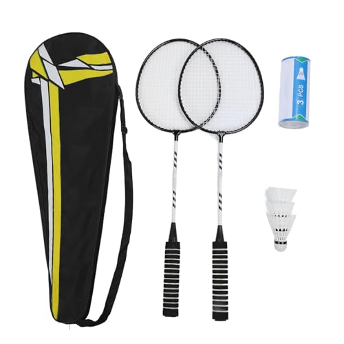 Keenso Badmintonschläger-Set, Rutschfestes Badminton-Set mit Federbällen, Tragetasche für den Garten Im Freien (Black) von Keenso