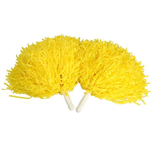 Cheerleading Pompons, 8 Farben, für Mädchen, speziell für Tanz, Kindergarten, Zubehör für Kinder im Stil eines geraden Griffs (gelb) von Keenso