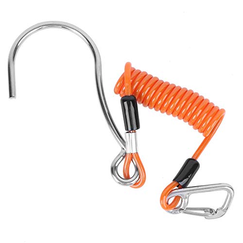 Keenso Drift Tauchhaken, Feder Anti-Lost Edelstahl Coral Rock Drift Tauchhaken mit Spiral Coil Lanyard(Orange) Tauchen von Keenso