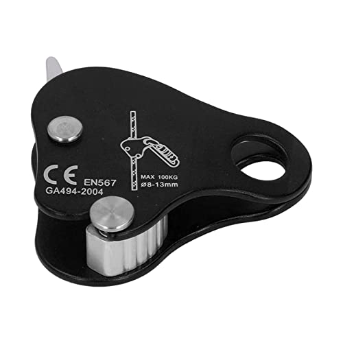 Keenso Kletterseilgreifer aus Aluminiumlegierung, Selbstsichernd, 8-13 Mm Kletterseilgreifstopper für Outdoor-Klettern, Bergsteigen (Schwarz) Werkzeuge für Bergsteiger von Keenso