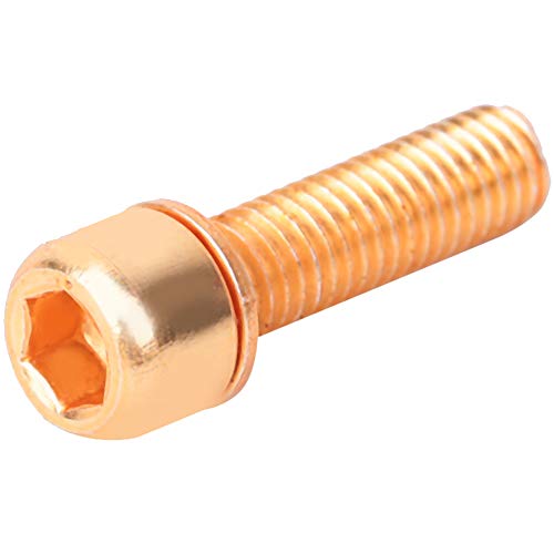 Keenso 6 Stück Schrauben für Fahrradstange, M5 x 18 mm, Sechskantschraube zur Reparatur von Fahrrädern, Bolzen, Titan-plattiert (Gold) von Keenso