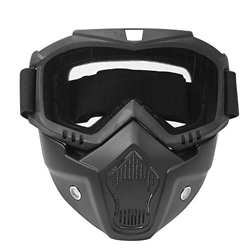 Keenso Reitbrillenmaske, Motorradbrille mit abnehmbarer Maske für Outdoor-Aktivitäten, Wintersport, schützend für Männer, Frauen, Jugendliche (transparent) von Keenso