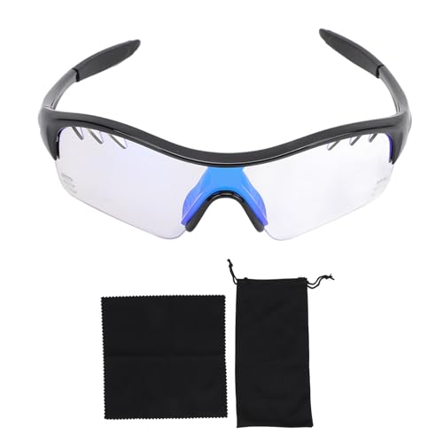 Keenso Sportbrille, Sonnenbrille, Photochrome Sport-Sonnenbrille für Laufen, Bergsteigen (Schwarzer Rahmen + farbwechselndes Blau) von Keenso