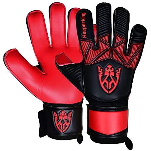 Keeperking Torwarthandschuhe Kinder Jugend Erwachsene Fußballhandschuhe ohne fingersave 4mm Vorhand (10, B-Rot) von Keeperking