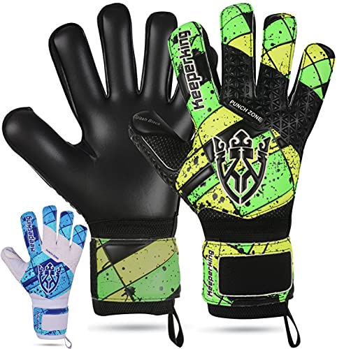 Keeperking Torwarthandschuhe Kinder mit und ohne Fingerschutz Fußballhandschuhe kinder fingersave Profi Grip 4mm Deutschelatex Unisex (7, Schwarz Ohne FS) von Keeperking