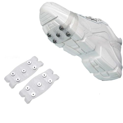 Crampons Anti-Slip Shoe Covers, Anti Rutsch Schuhspikes, Ersatzspikes Ice Grips Schuhkrallen Schnee Spikes Sohle, Anti Rutsch Schuhspikes, Schuhkrallen Stretch Schuhe Spikes Für Winter (Weiß) von Keeplus