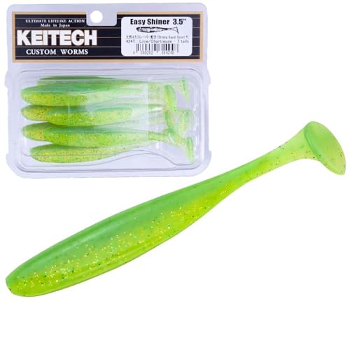 Keitech Easy Shiner 3.5" weicher Köder Shad (Lime Chartreuse 424) - 7 Stück von Keitech