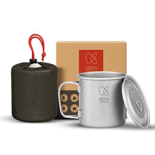 Keith Ti3204 Tasse, Titan, mit Deckel und Griff, zusammenklappbar Keith Ti3204 Tasse, Titan, mit Deckel und Griff, zusammenklappbar von Keith
