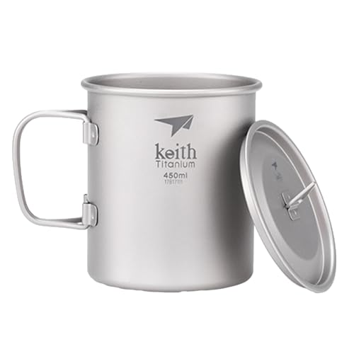 Keith Ti3204 Tasse, Titan, mit Deckel und Griff, zusammenklappbar von Keith