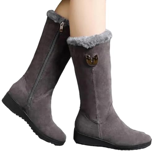 Kelburn Damen Schneestiefel,Weiche, mit Fleece gefütterte Winterstiefel - wasserdichte Vintage-Keilschuhe mit seitlichem Reißverschluss für Mädchen und Frauen von Kelburn