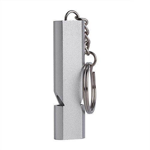 Kelepu Notfall-Überlebenspfeife aus Aluminiumlegierung, Doppelloch-Schlüsselanhänger, Outdoor-Zubehör (Silver) von Kelepu