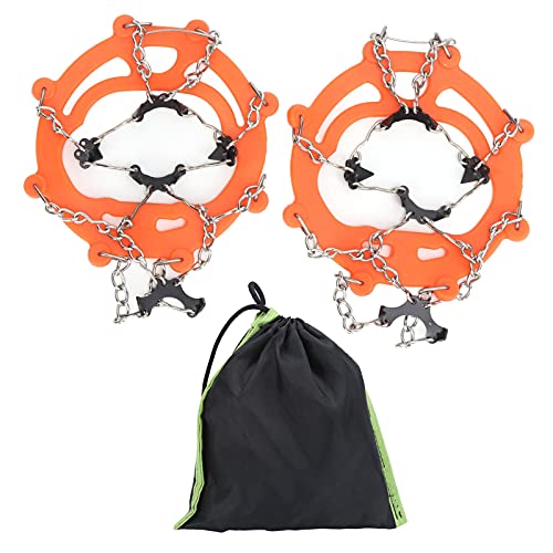 Kelepu Schuhspikes-Abdeckung, 1 Paar 8-Zahn-Steigeisen, Fußabdeckung, EIS und Schnee, Outdoor-Walking-Waffe, Bergsteigen, Skifahren, Steigeisen (Orange) von Kelepu