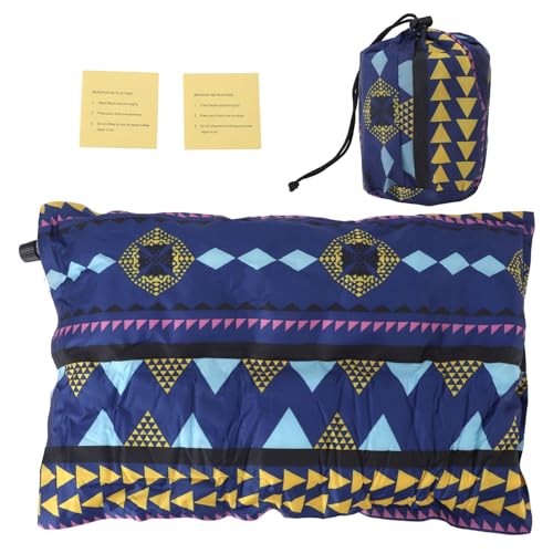 Kelepu aufblasbares Campingkissen, PVC, komprimierbar, leicht, bunt, automatisch aufblasbares Kissen für Reisen, Wandern, Rucksackreisen (Dark Blue) von Kelepu