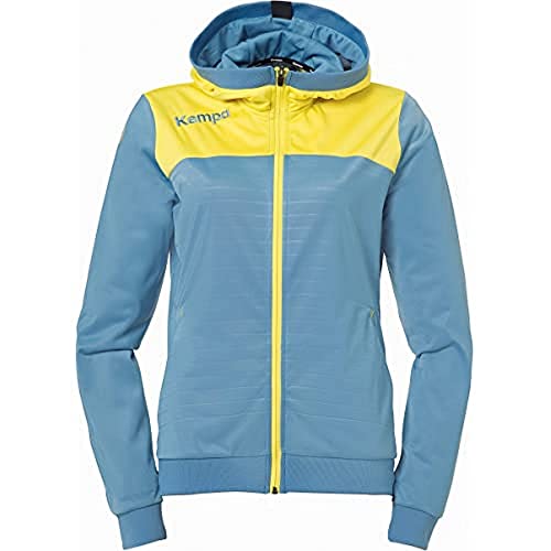 Kempa Damen Emotion 2.0 Kapuzenjacke, Dove blau/limonengelb, XL von Kempa