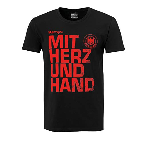 Kempa Herren Mit Herz und Hand T-Shirt, schwarz, L von Kempa