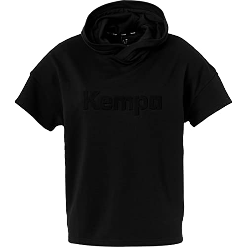 Kempa Hood SHIRT WOMEN BLACK & WHITE Ärmelloser Hoodie mit Kapuze für Damen - Trendiger Oversize-Schnitt - Sport Fitness Gym Workout Handball Kapuzenpullover - schwarz - Größe XL von Kempa