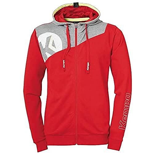 Kempa Kinder Core 2.0 Kapuzenjacke, rot/dark grau melange, XS (Manufacturer size:164) von Kempa